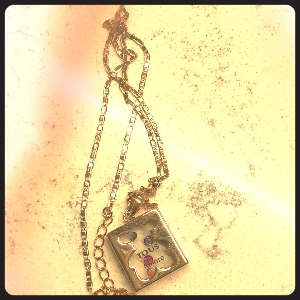 Golden necklace teddy bear NWOT